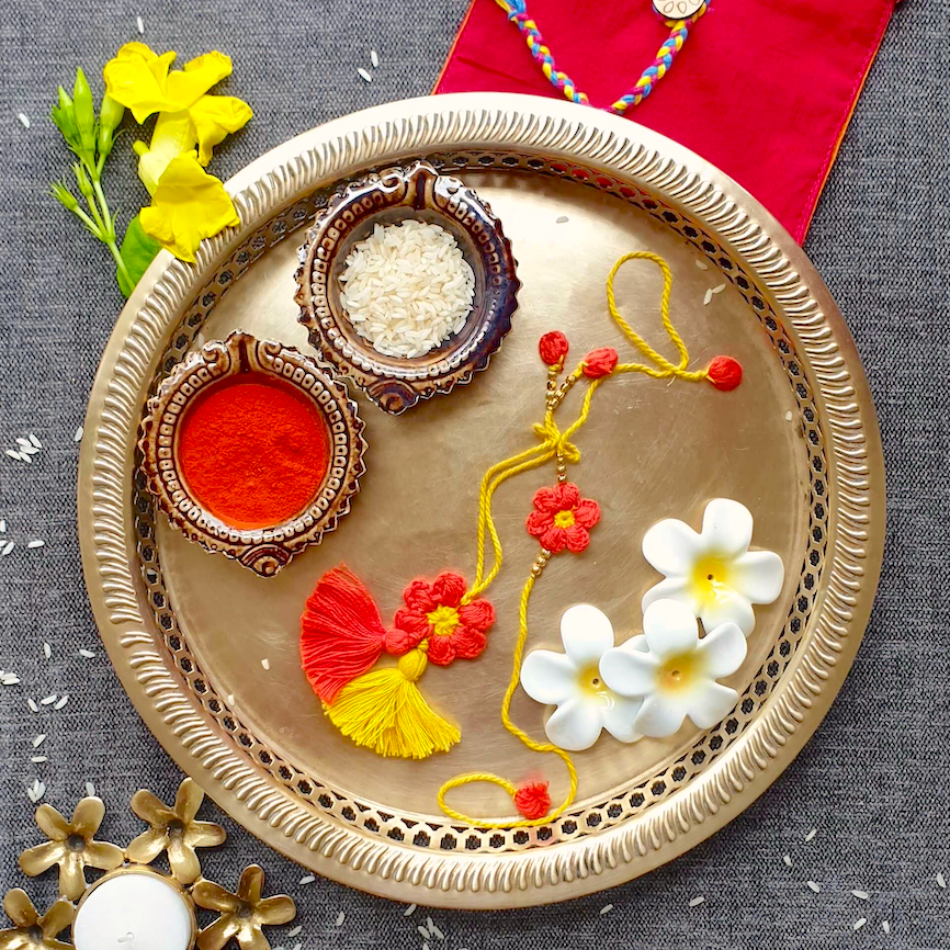 Loomba Rakhi Set - Auspicious Orange n Yellow