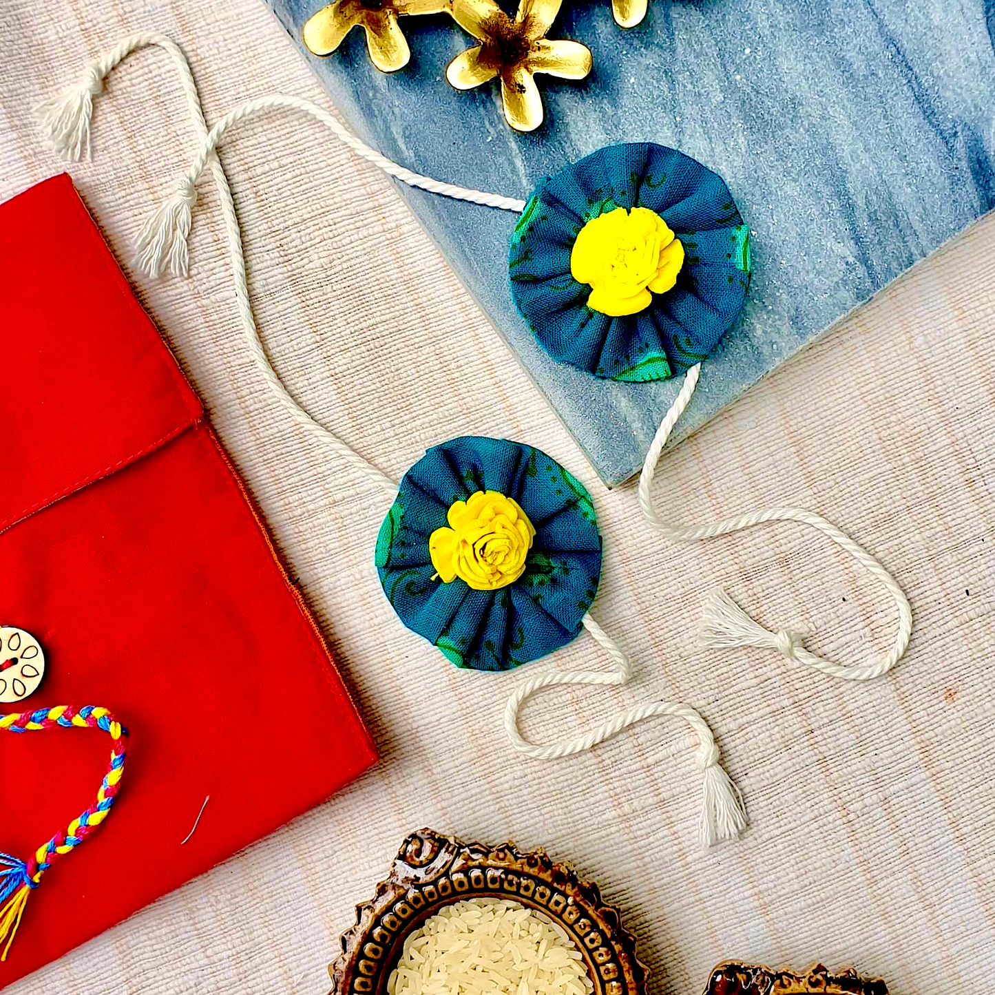 Rakhi - Royal Teal & Yellow